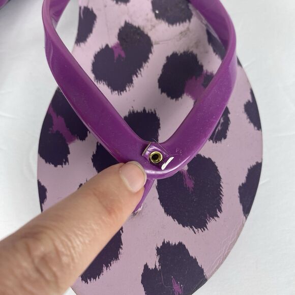 ⭐️ Kate Spade Purple Flip Flops Size 7 Animal Print Pool Beach Sandals - Picture 5 of 7